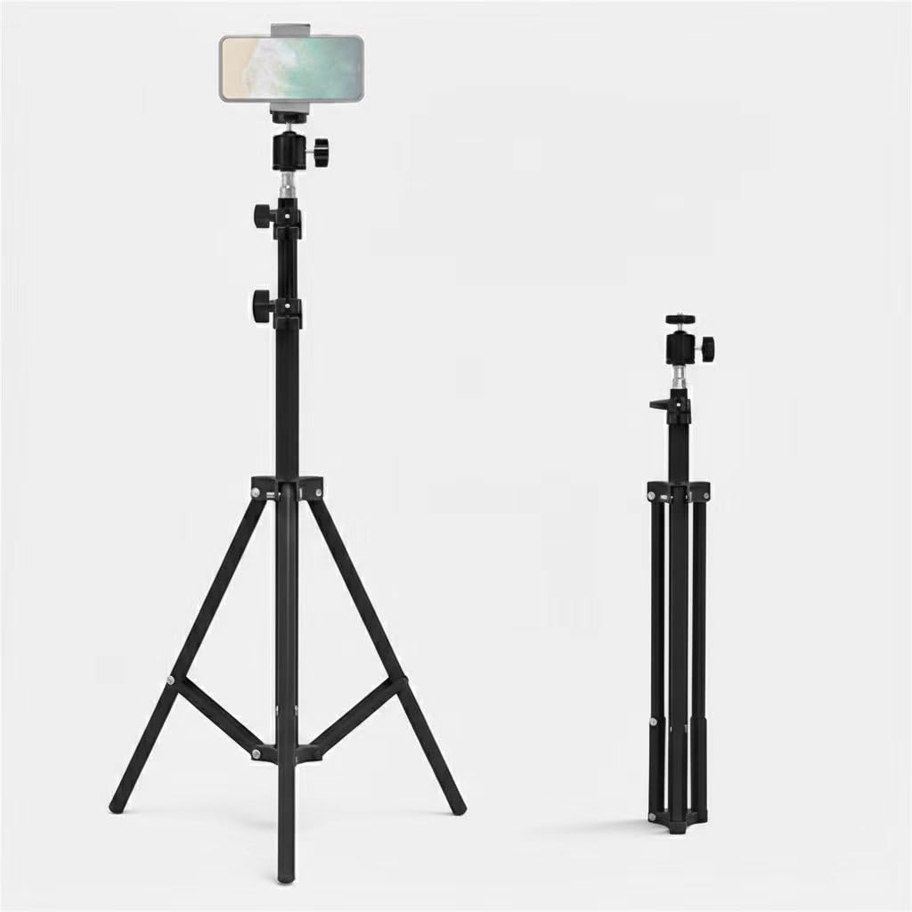 63‘’ Tripod Stand Holder Lightweight Tripod with 360° Ball Head Remote 1/4" Thread，Extendable Cell Phone and Camera All Metal Tripod Desktop Stand Compact for Video Recording