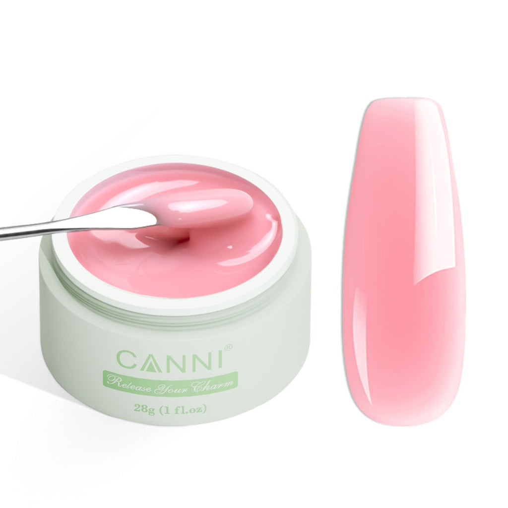 CANNI Builder Gel For Nails – 1 Fl Oz Soft Pink Hard Gel for Nail Extension & Strengthening, Jelly gel Polish for DIY Holiday Nail Art