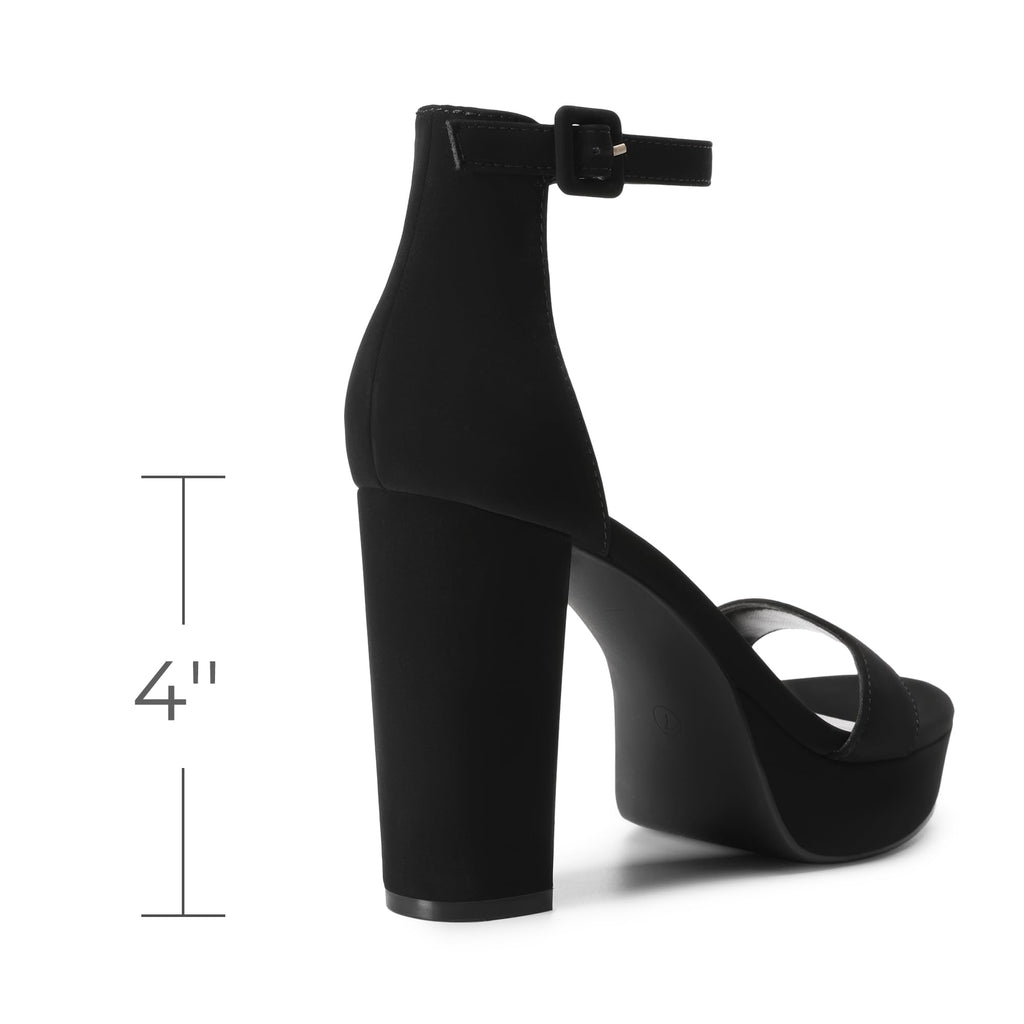 DREAM PAIRS Women's Platform Chunky High Heeled Sandals Open Toe Block Heels Ankle Strap Dress Shoes for Wedding Party Evening,Size 7,Black-Nubuck,DWUMHS2508
