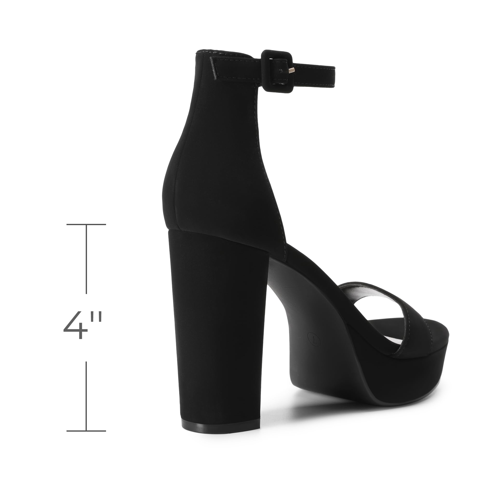 DREAM PAIRS Women's Platform Chunky High Heeled Sandals Open Toe Block Heels Ankle Strap Dress Shoes for Wedding Party Evening,Size 7,Black-Nubuck,DWUMHS2508