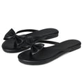 Phefarer Flip Flops for Women Flat Thong Sandals with Bow Knot Open Toe Cute Comfortable Black Beach Sandals Dressy Daily Casual Walking Summer Shoes Size 7