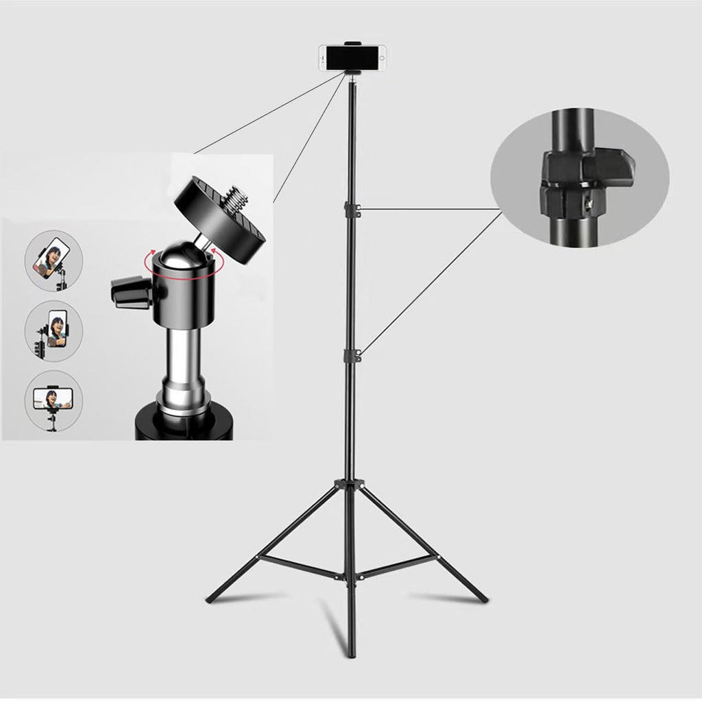 63‘’ Tripod Stand Holder Lightweight Tripod with 360° Ball Head Remote 1/4" Thread，Extendable Cell Phone and Camera All Metal Tripod Desktop Stand Compact for Video Recording