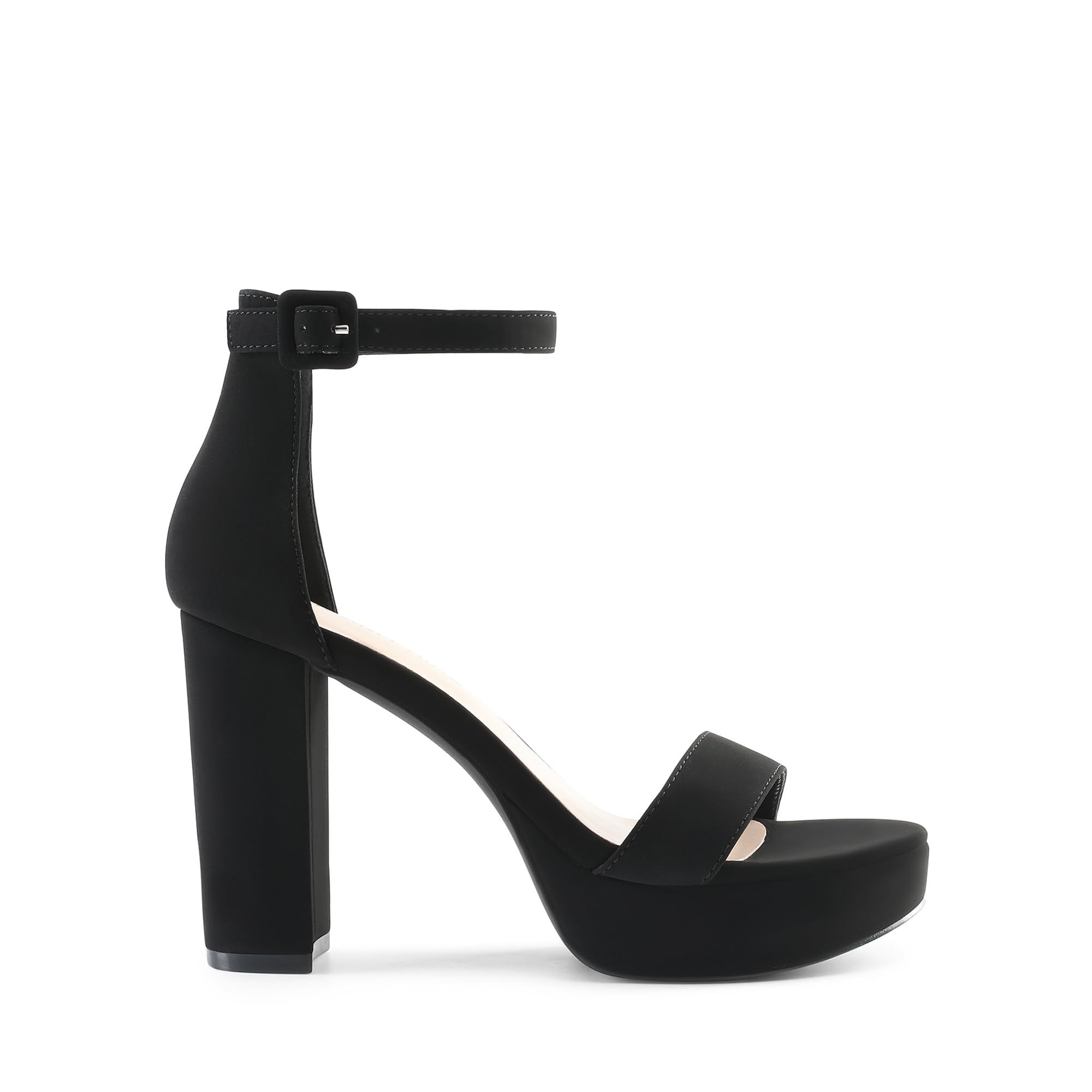 DREAM PAIRS Women's Platform Chunky High Heeled Sandals Open Toe Block Heels Ankle Strap Dress Shoes for Wedding Party Evening,Size 7,Black-Nubuck,DWUMHS2508