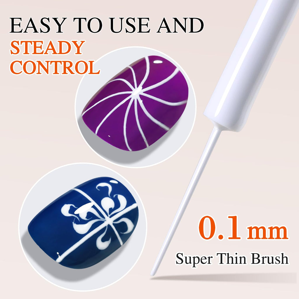 Double Rhythm 15 Ml Metallic Gel Liner Nail Art Bronze Mirror Chrome Painted Drawing Stripper 3D Effect Polish (White Liner Art -L1006)