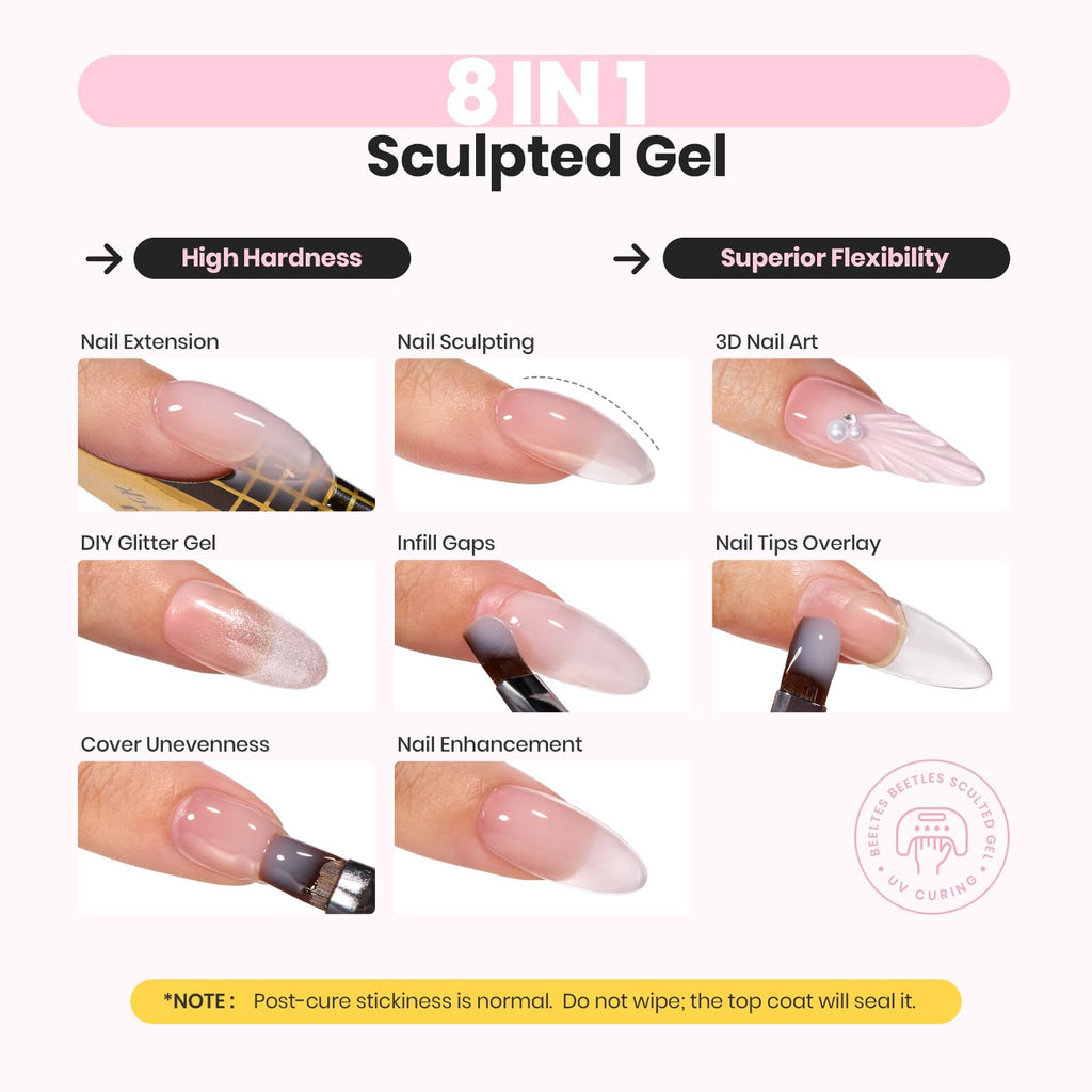 Beetles Builder Gel,1 oz Nude Pink Sculpted Gel,High Hardness for Nail Extension,Broken,Protection Durable for Salon, UV LED Lamp Cured,Nail DIY Art Manicure
