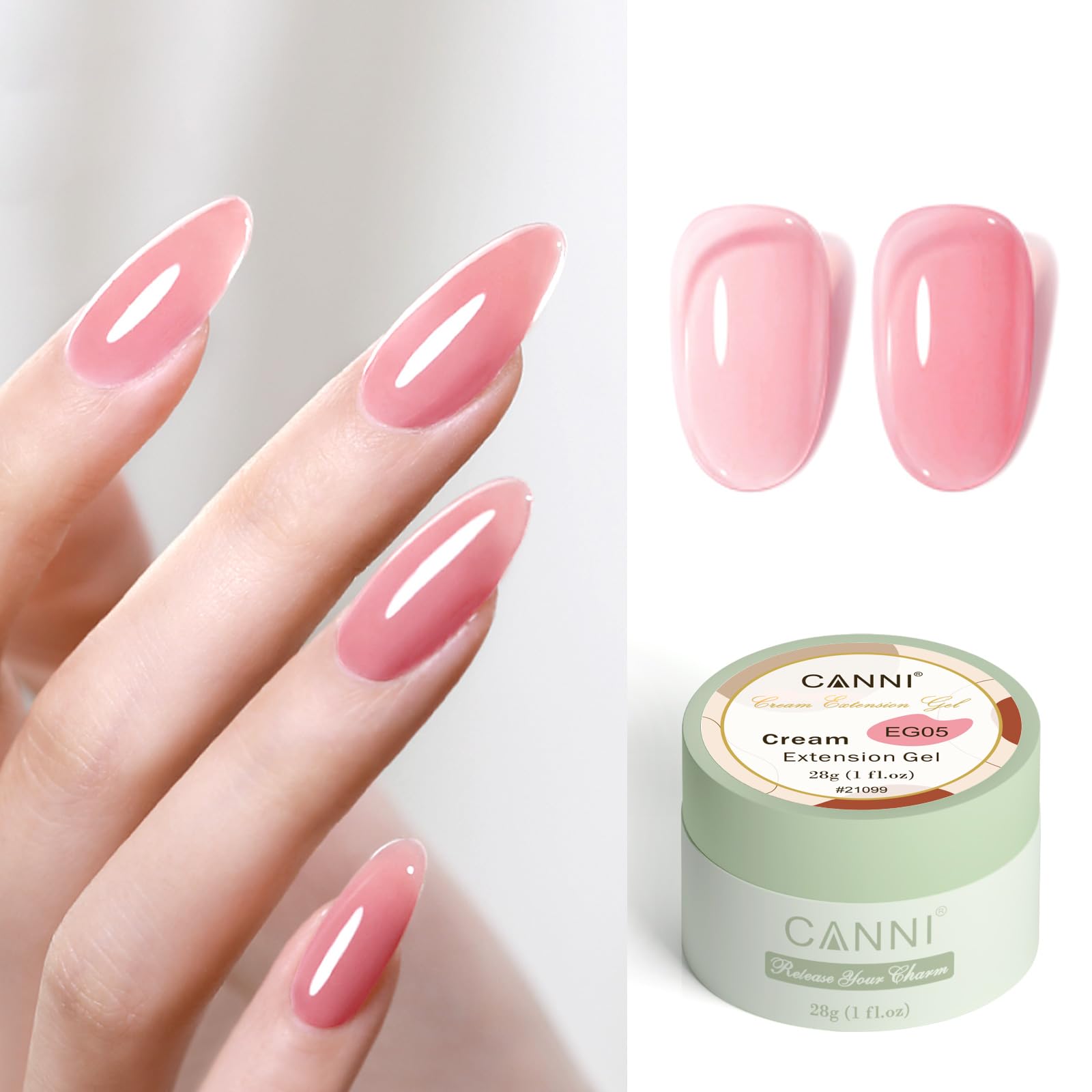 CANNI Builder Gel For Nails – 1 Fl Oz Soft Pink Hard Gel for Nail Extension & Strengthening, Jelly gel Polish for DIY Holiday Nail Art