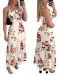 CHICME Summer Dresses for Women 2026 Sleeveless Casual Boho Maxi Dress Square Neck Cut Out Floral A Line Floral Apricot Dress-M