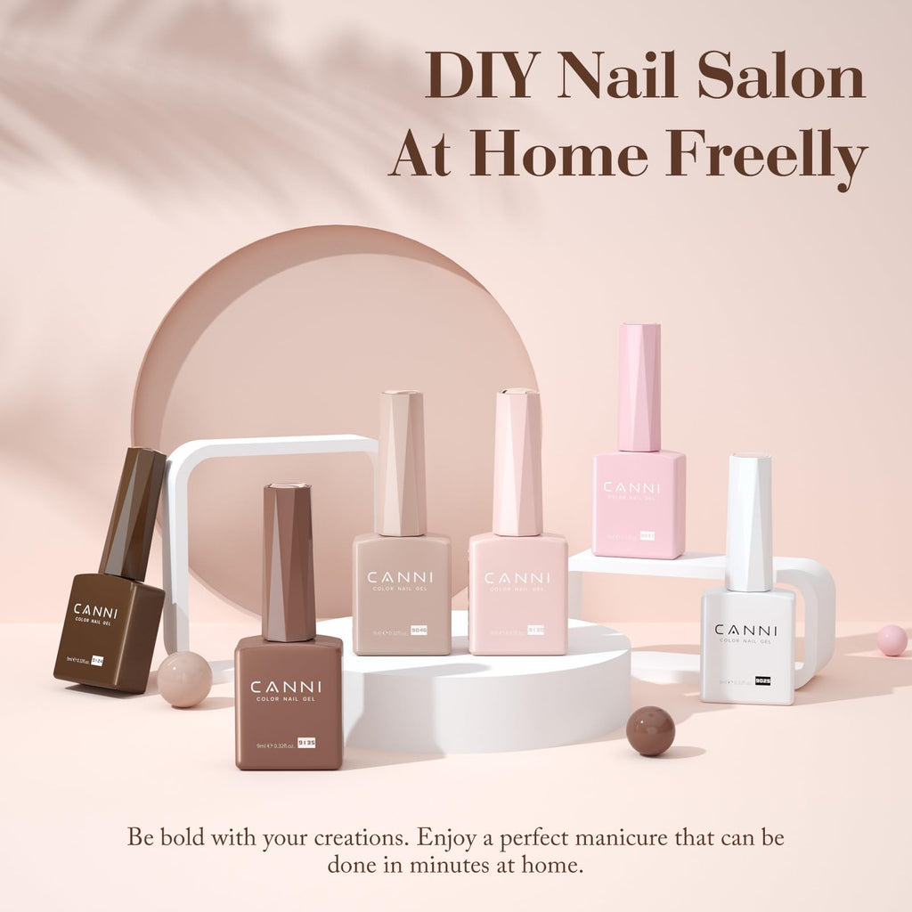 CANNI Gel Nail Polish Kit -6 Colors Nude Pink 9ML Gel Polish Set Skin Tones French Nail Neutral Brown Soak Off Gel Nail Kit Manicure DIY Manicure Salon DIY