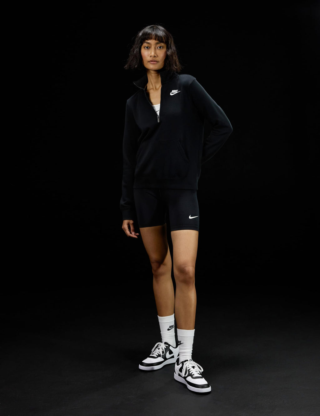 Nike Women's Court Vision Low Next Nature Shoes, Black/White, 7.5