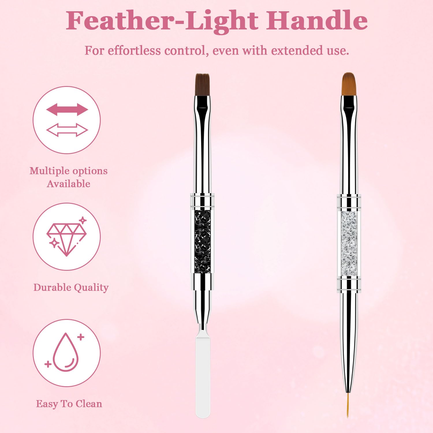 CHEMAILON 2 Pcs Double Ended Nail Builder Gel Brush, French Tip Brush Hard for Nails, Oval Gels Brushs Liner Brushs Nail Hard Gel for Design Nails Art & DIY Use