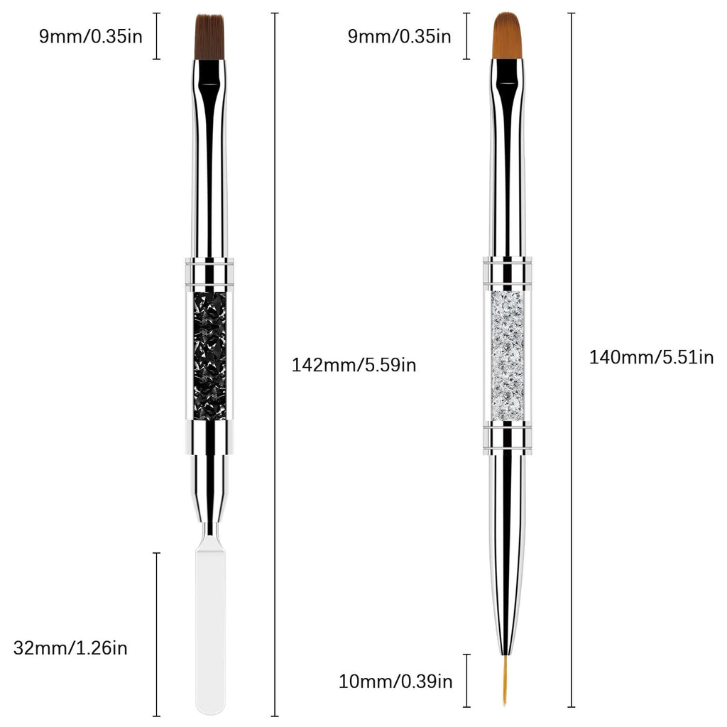 CHEMAILON 2 Pcs Double Ended Nail Builder Gel Brush, French Tip Brush Hard for Nails, Oval Gels Brushs Liner Brushs Nail Hard Gel for Design Nails Art & DIY Use
