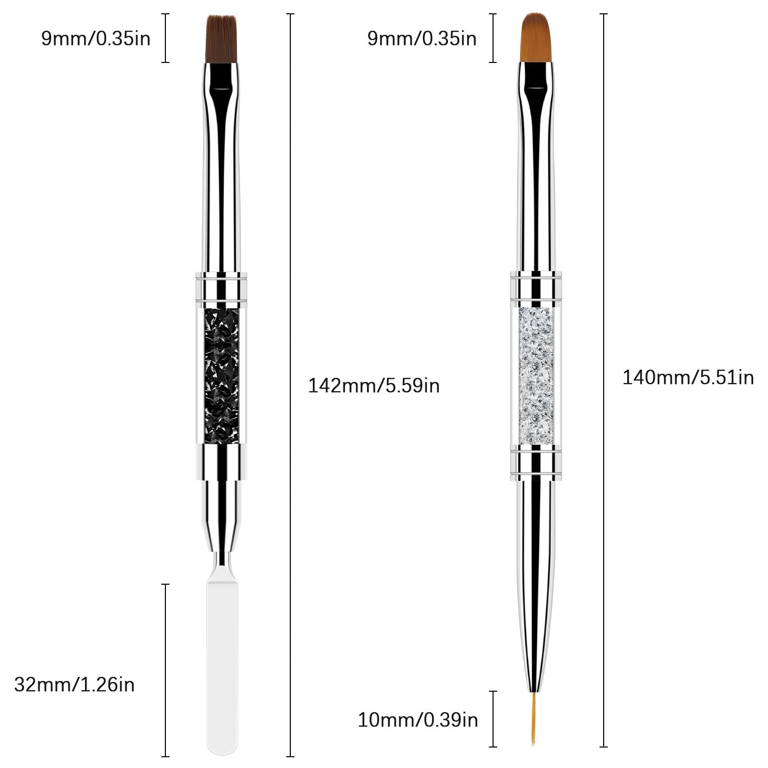 CHEMAILON 2 Pcs Double Ended Nail Builder Gel Brush, French Tip Brush Hard for Nails, Oval Gels Brushs Liner Brushs Nail Hard Gel for Design Nails Art & DIY Use