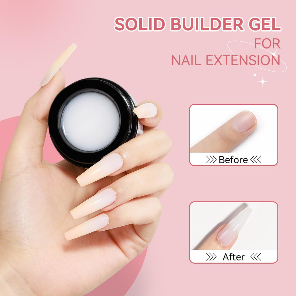 SUPWEE 3D Nail Art Gel Clear and White Solid Builder Gel for Nails Non-Stick Hand Sculpture Hard Gels with Dual Form for Carving Patterns Decoration Nail Art Home Manicure DIY