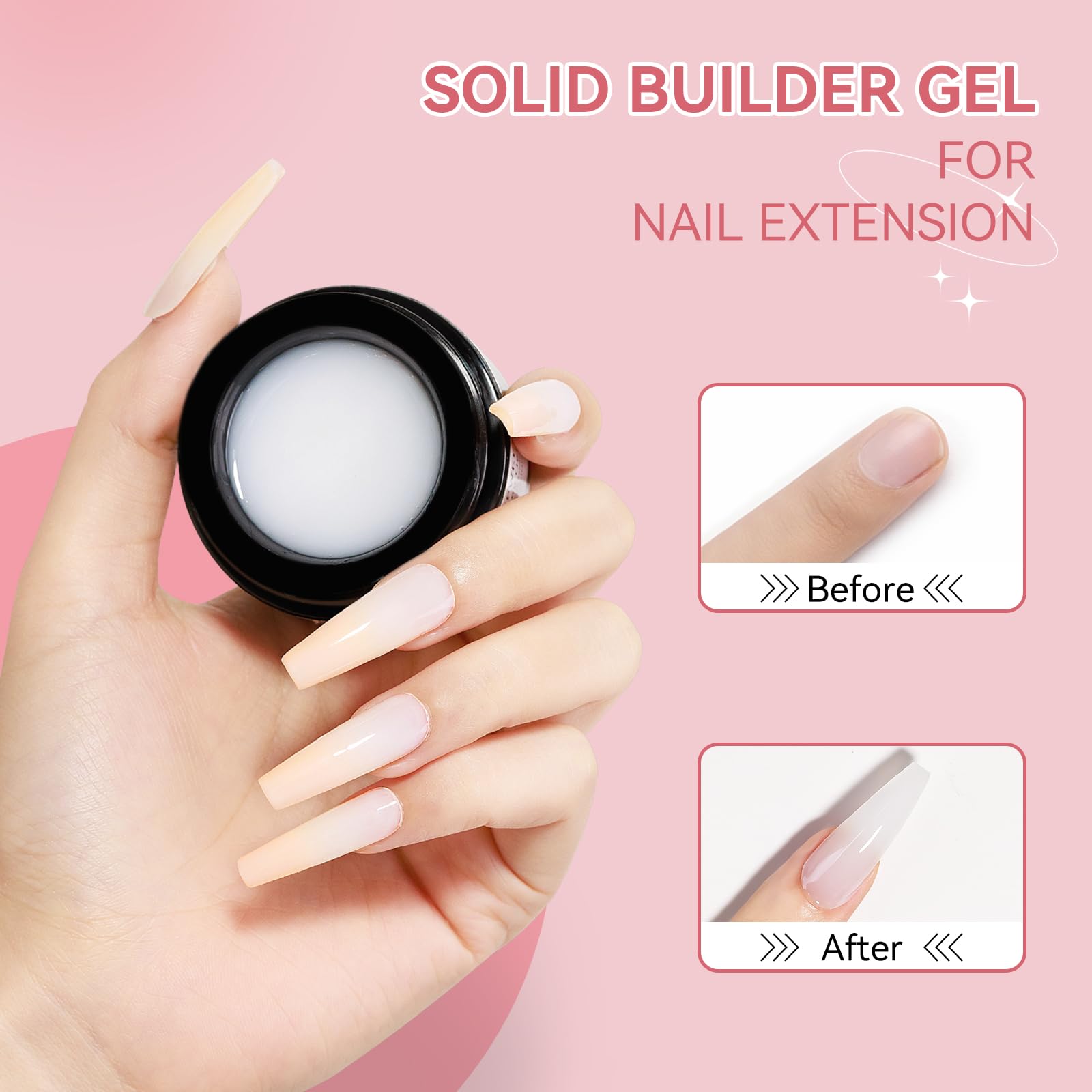 SUPWEE 3D Nail Art Gel Clear and White Solid Builder Gel for Nails Non-Stick Hand Sculpture Hard Gels with Dual Form for Carving Patterns Decoration Nail Art Home Manicure DIY