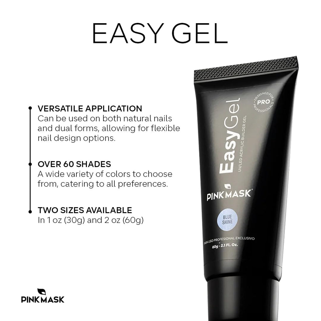 PINKMASK Easy Gel 2oz 60g-Cover Pink, Professional Builder Enhancement Gel-Quick Nail Extension for Beginner DIY, Nail Strengthener-Long Lasting-Salon Quality-Thickening Solution