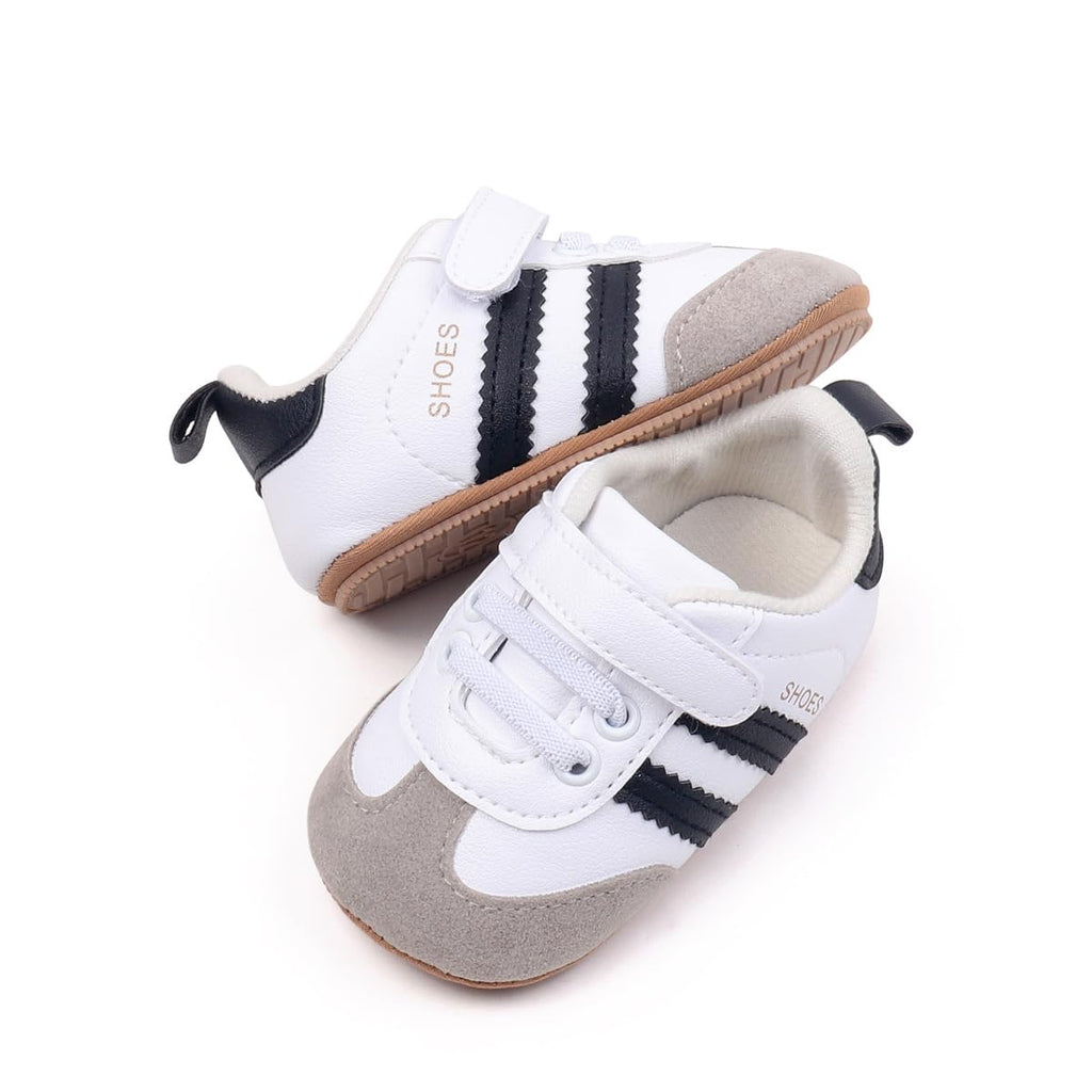 HsdsBebe Baby Boys Girls Oxford Shoes PU Leather Soft Rubber Sole Sneakers Anti-Slip Toddler Ankle Boots Infant Walking Shoes Moccasins(ZZY4233 White,1)