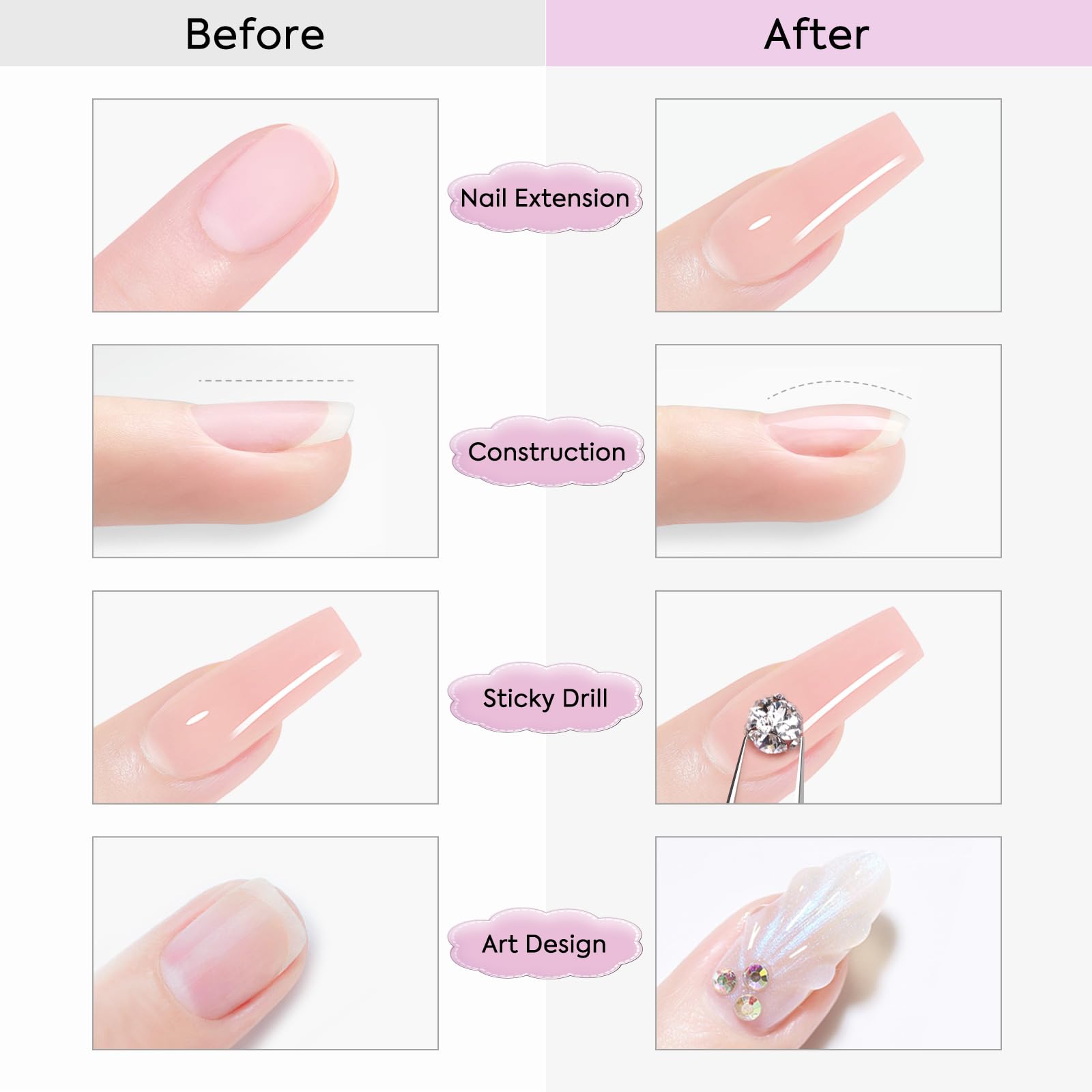 CANNI Builder Gel For Nails – 1 Fl Oz Soft Pink Hard Gel for Nail Extension & Strengthening, Jelly gel Polish for DIY Holiday Nail Art