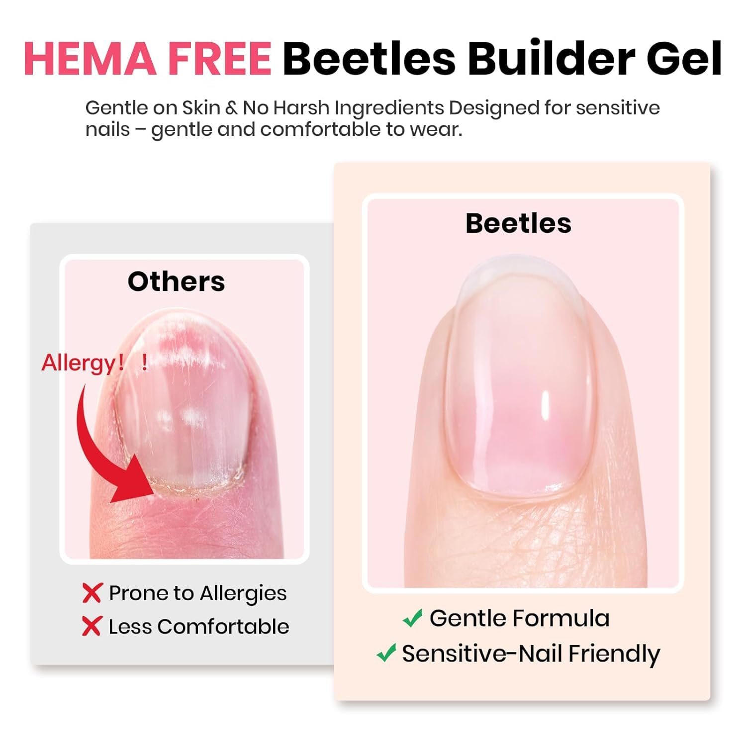 Beetles Builder Gel for Nails HEMA-Free with Nail Art Brush-7 in 1 Clear Building Gel,for Strengthening Thickening Extension Sensitive Nails,Beginner DIY UV Nail Salon at Home,Sheer Breeze Gifts