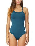 baleaf Women's Athletic Training Adjustable Strap One Piece Swimsuit Swimwear Bathing Suit Steel Blue 36/Medium