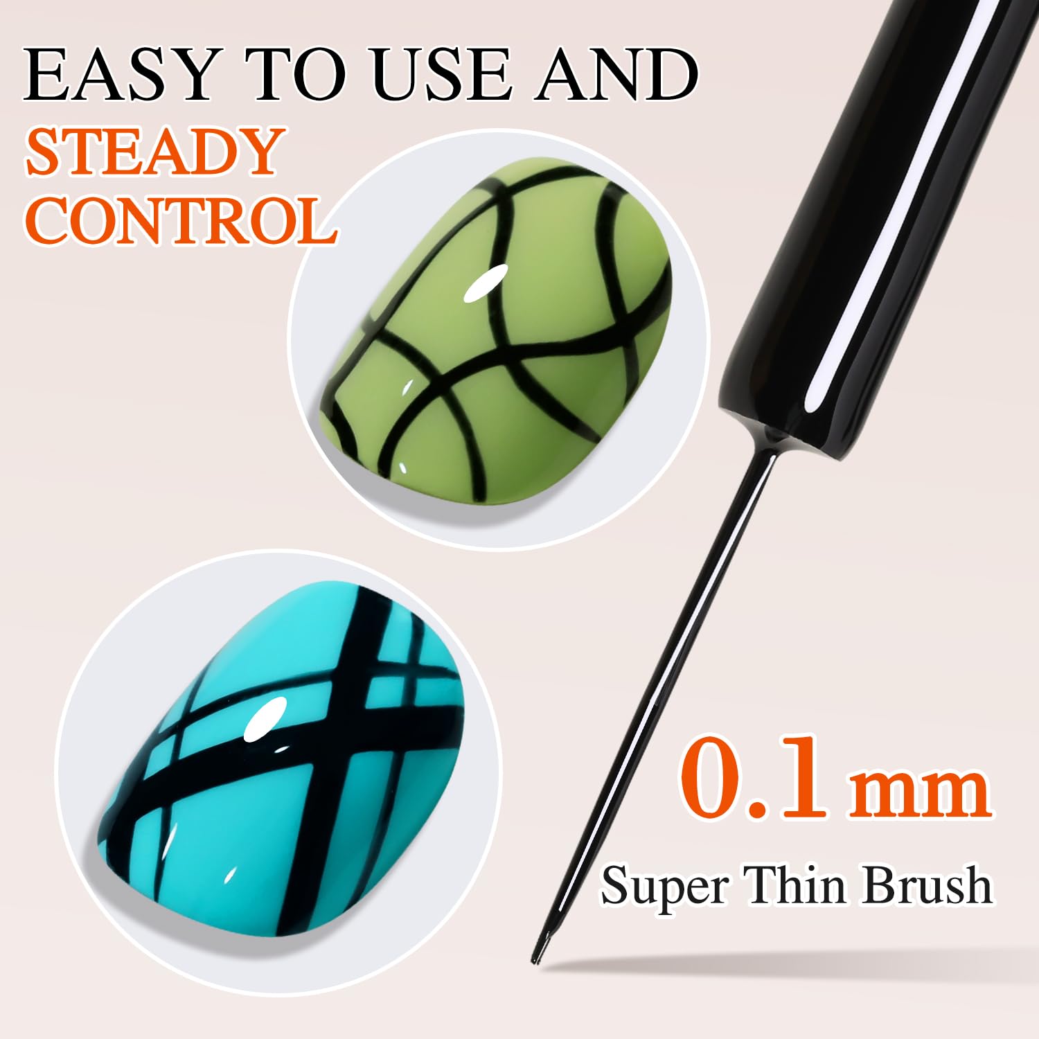 Double Rhythm 15 Ml Metallic Gel Liner Polish Nail Art Bronze Mirror Chrome Painted Drawing Stripper 3D Effect (Black Liner Art-L1005)