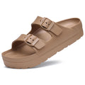 Goosecret Women's Platform Sandals with Arch Support Chunky Lightweight Foam Slip on Slides Comfortable Summer Beach Sandals with Adjustable Buckle Brown, 38(size 7.5)
