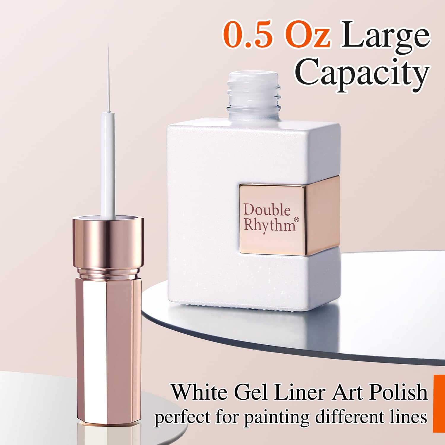 Double Rhythm 15 Ml Metallic Gel Liner Nail Art Bronze Mirror Chrome Painted Drawing Stripper 3D Effect Polish (White Liner Art -L1006)