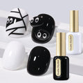 Double Rhythm 2 Pcs 0.50 OZ Gel Polish Hema Free Same Color Same Bottle Translucent Neutral Natural Milky 15 ML Jelly UV Polish Art DIY at Home (Black White-H1015+H1093)