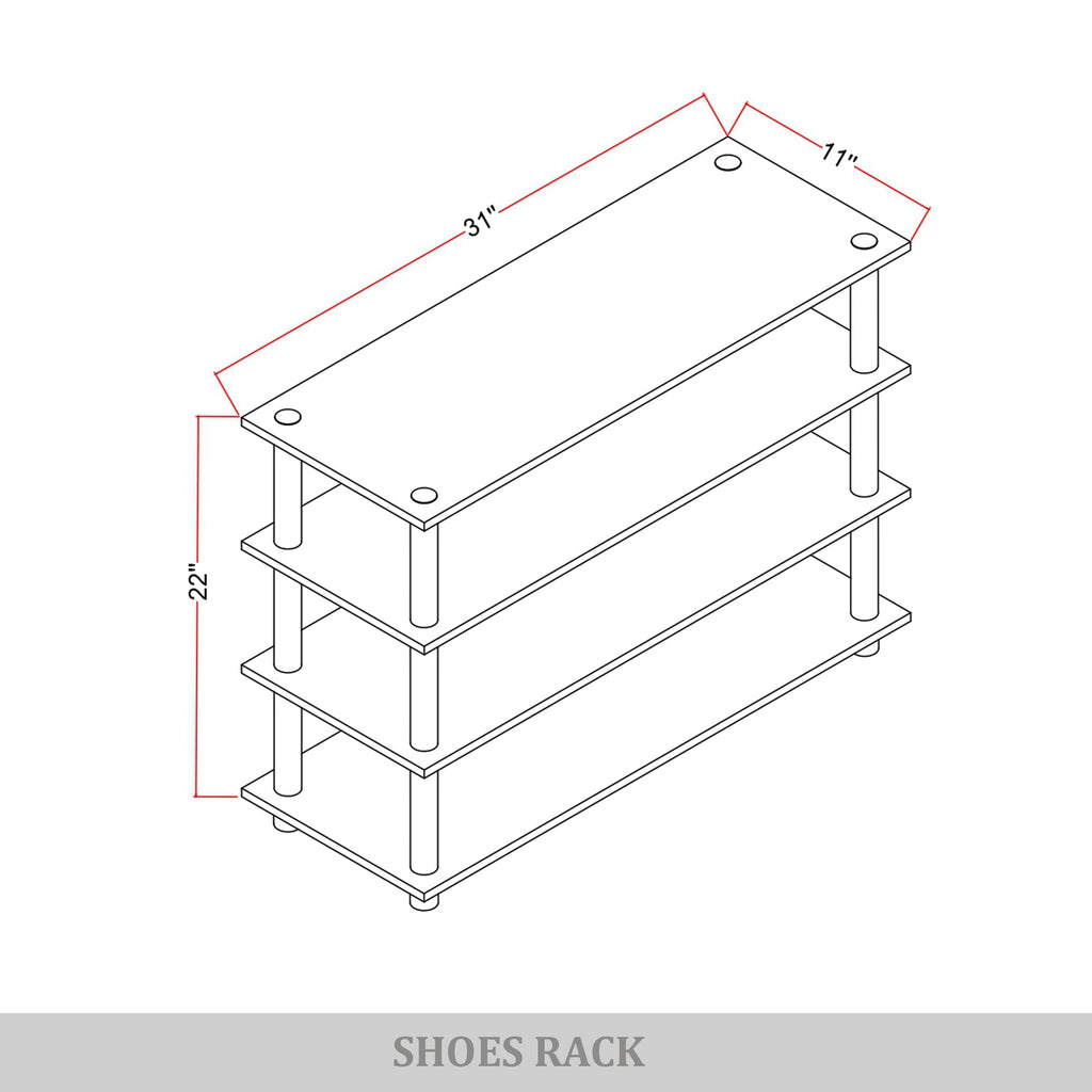 Castle Place Simple 4-Tier Shoe Rack, Multi-Layer Storage Organizer for Entryway and Home, Dark Grey