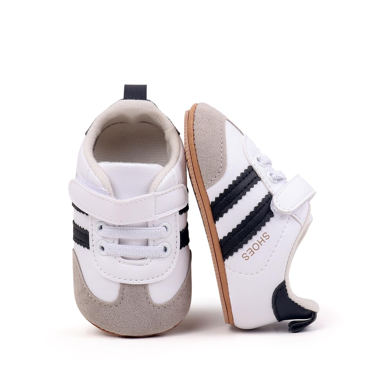 HsdsBebe Baby Boys Girls Oxford Shoes PU Leather Soft Rubber Sole Sneakers Anti-Slip Toddler Ankle Boots Infant Walking Shoes Moccasins(ZZY4233 White,1)