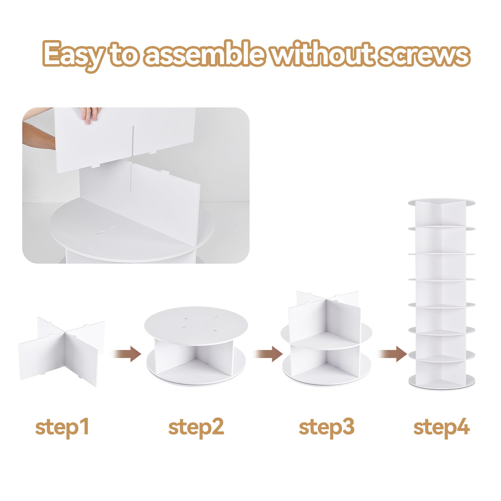 WGCTEK Rotating Shoe Rack Tower, 7 Tier 28 Pairs Large Shoe Storage Organizer, Space-Saving Free Standing Shoe Racks, 360° Revolving Round Shoe Rack for Closet Handbag Display, White