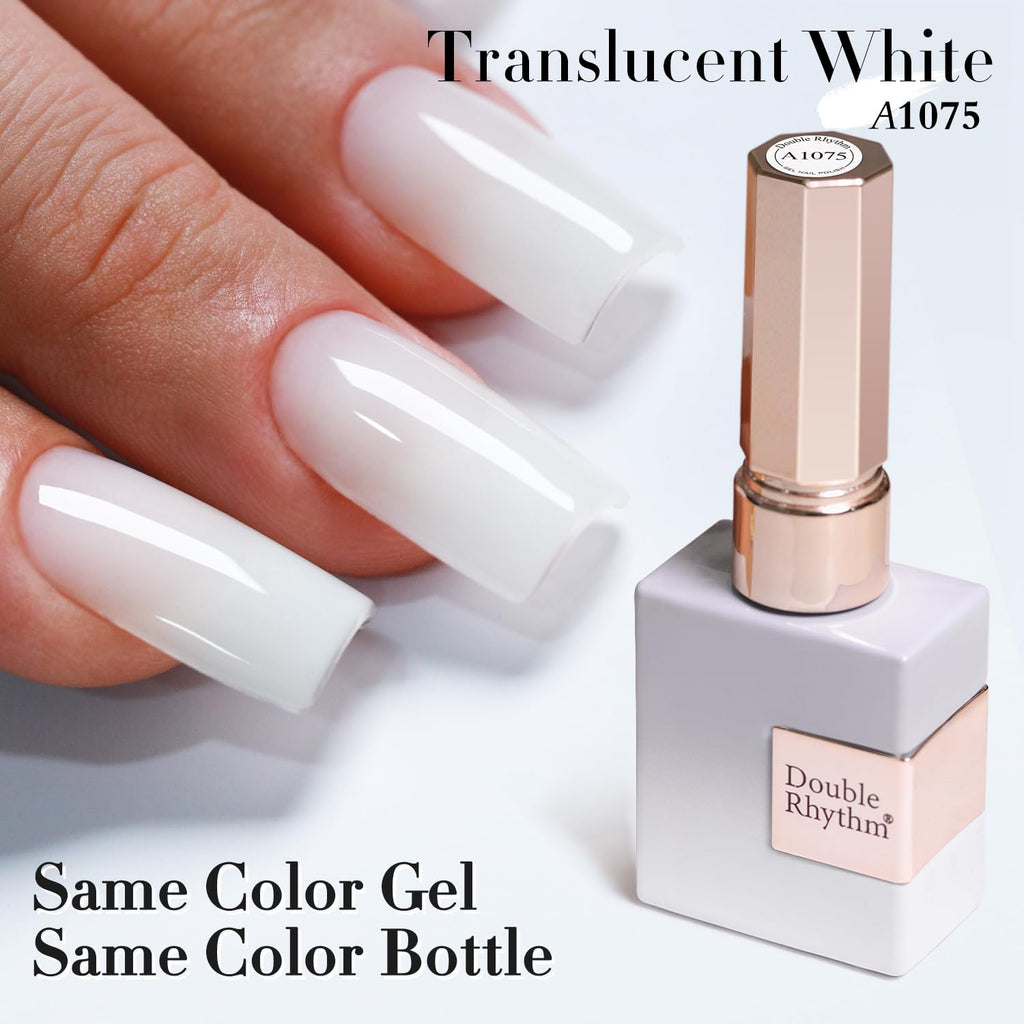 Double Rhythm 15ML Gel Nail Polish Pure Sheer Same Color Same Bottle Gel Polish Art Manicure Salon DIY at Home for Women (Milky White-A1075)