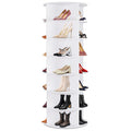 WGCTEK Rotating Shoe Rack Tower, 7 Tier 28 Pairs Large Shoe Storage Organizer, Space-Saving Free Standing Shoe Racks, 360° Revolving Round Shoe Rack for Closet Handbag Display, White