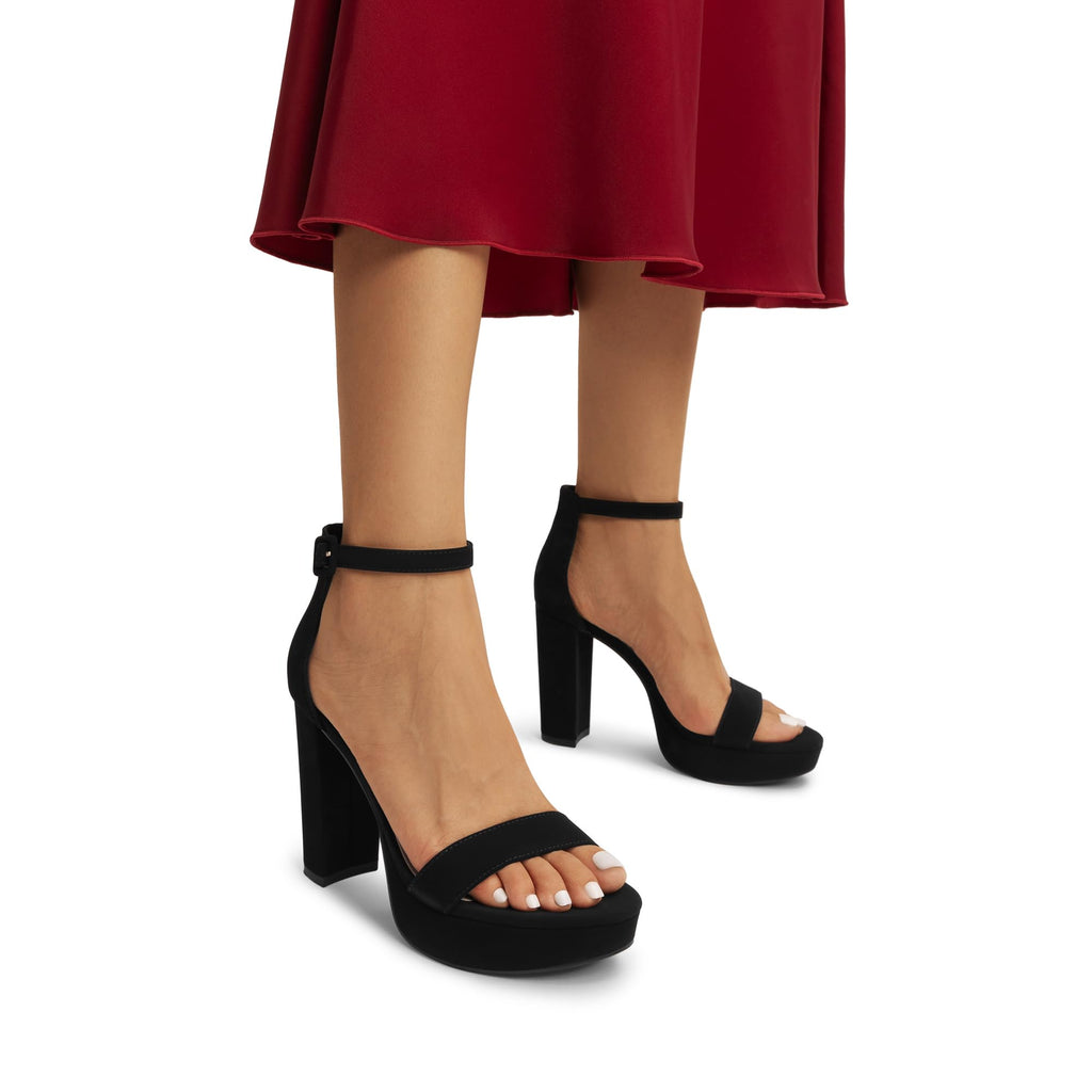 DREAM PAIRS Women's Platform Chunky High Heeled Sandals Open Toe Block Heels Ankle Strap Dress Shoes for Wedding Party Evening,Size 7,Black-Nubuck,DWUMHS2508