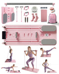 Pilates Board, Pilates Reformer Set Gifts for Women, New Upgraded Multi-Purpose Pilates Board for Home Workouts, Foldable Home Pilates Machine for Fitness, Exercise, Abs, Core Equipment (Pink)