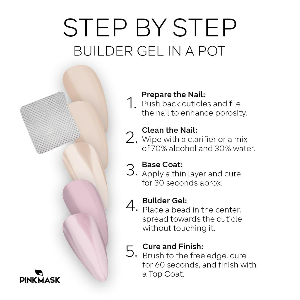 PINK MASK Jelly Builder Gel in a Pot 1 oz Nail Extension/Strengthener in a Pot, Builder UV/LED Gel for Nails (Jelly Cover Pink)