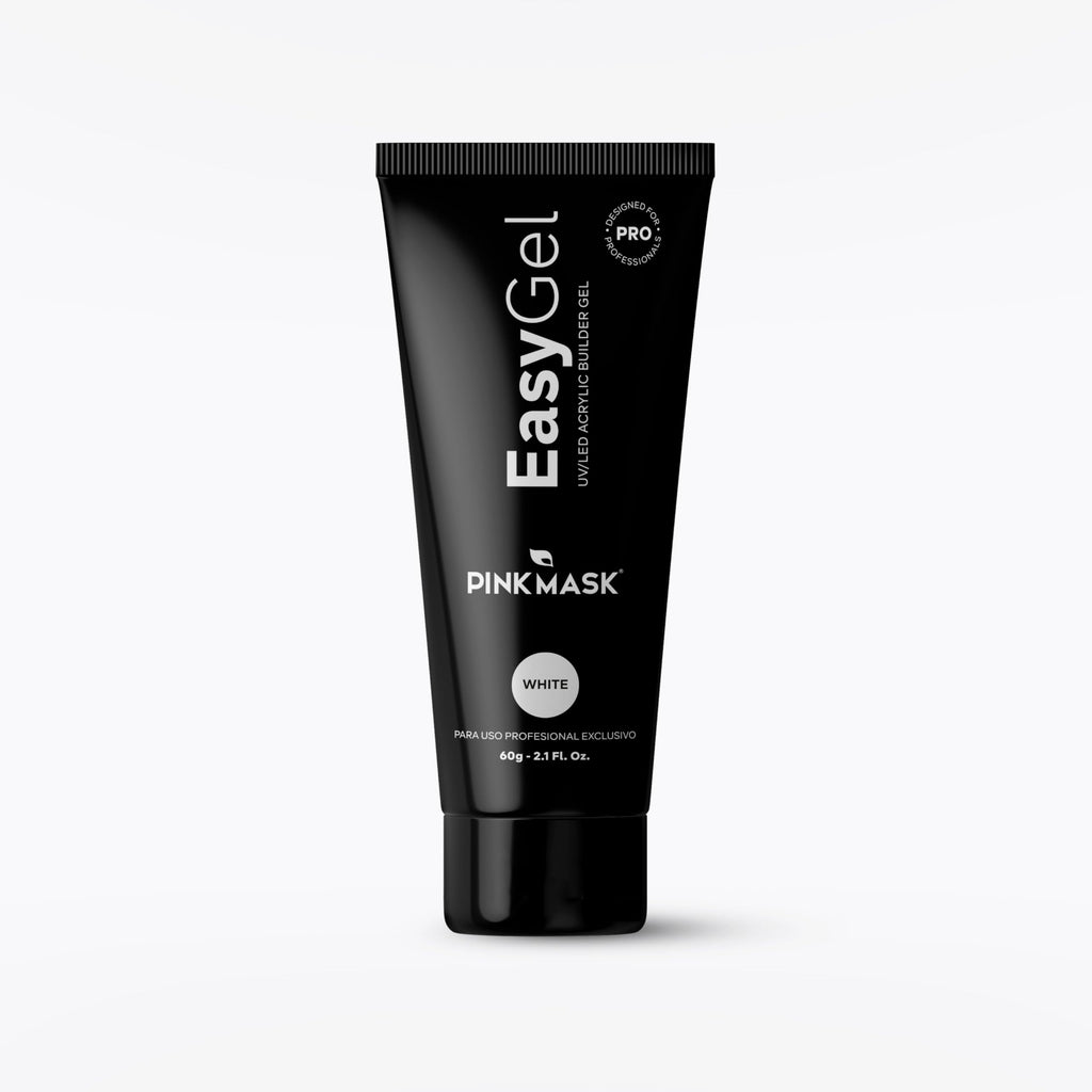 PINK MASK Easy Gel 2oz 60g-WhiteProfessional Builder Enhancement Gel-Quick Nail Extension for Beginner DIY, Nail Strengthener-Long Lasting-Salon Quality-Thickening Solution
