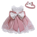Baby Girls Lace Bowknot Flower Dress Wedding Pageant Baptism Christening Tutu Gown 6-12 Months