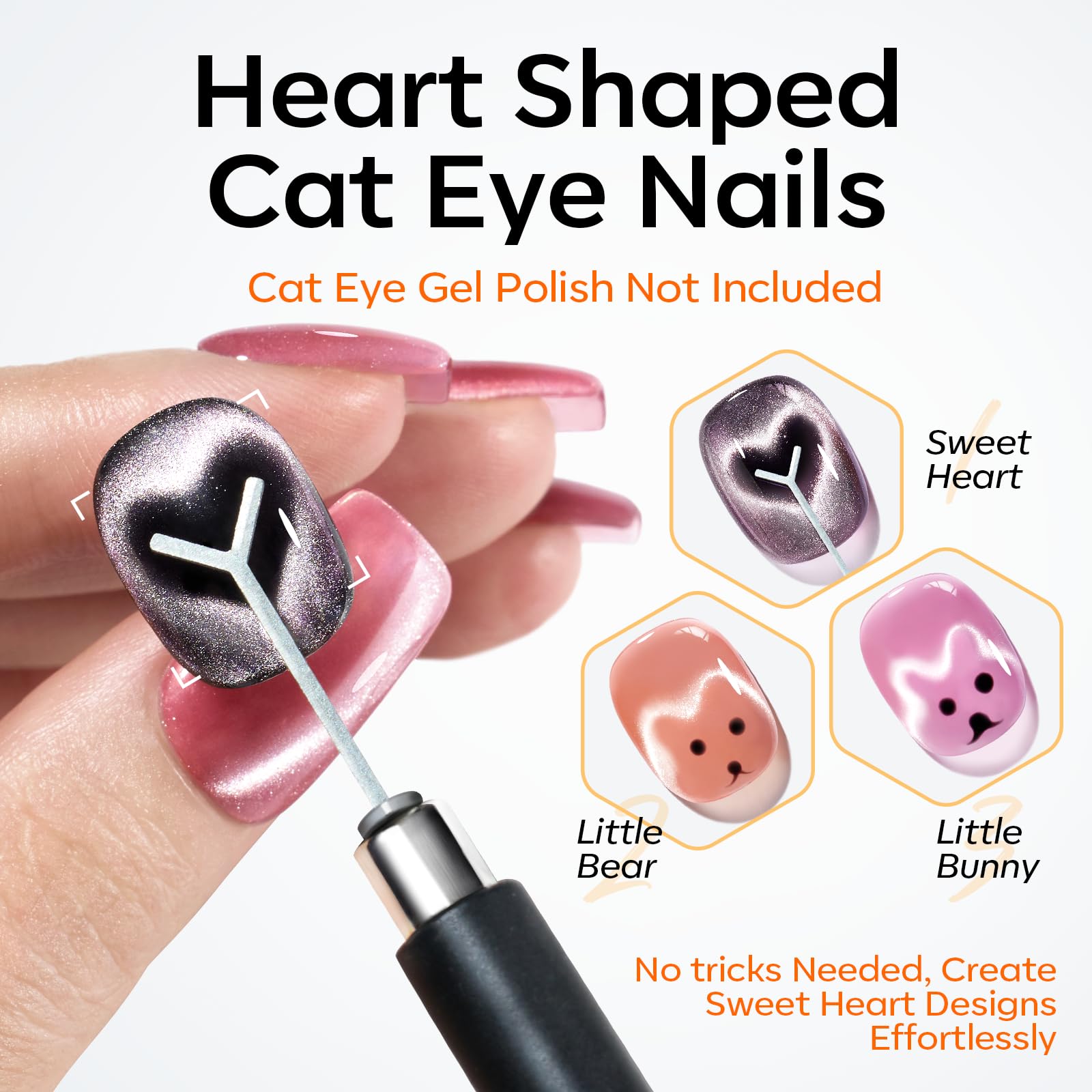 modelones Cat Eye Magnet Set, 15PCS Multi-Shape Nail Magnet for Cateye Gel Polish, Heart Moon Flower Square Effects with Bead-Attracting Nail Magnetic, UV/LED Lamp Required, DIY Nail Art（Magnet Only）