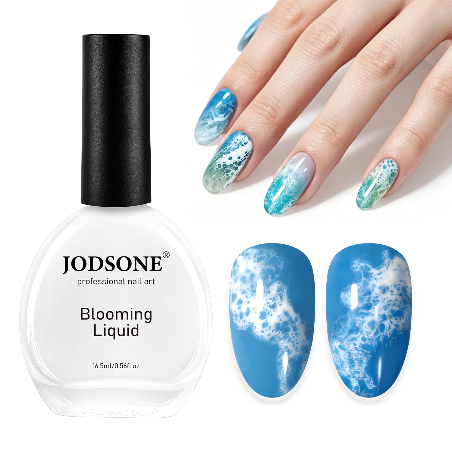 JODSONE Ocean Wave Blooming Gel Nail Polish,16.5ml Wave White Blooming Liquid for Spreading Effect Wave,High Fluidity Wave Textures for Ocean Wave Nail Art,DIY Nail Art Design