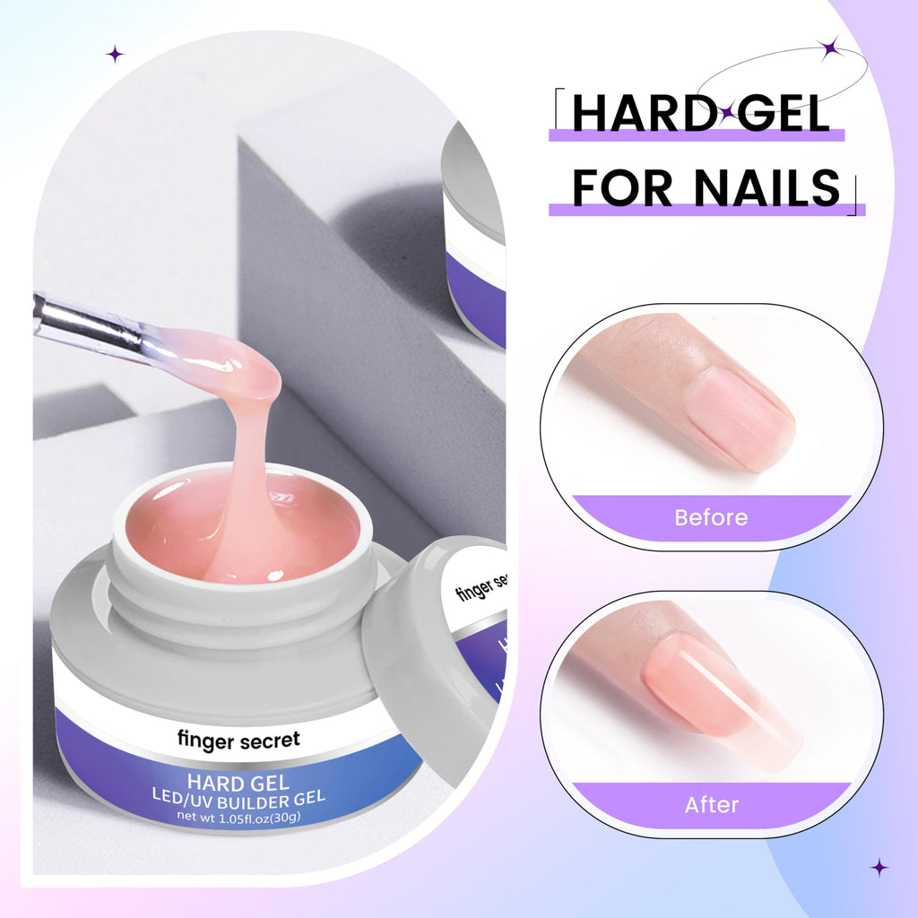 Hard Gel Builder Gel for Nails Durable Strong Long-lasting Nude 3D Sculpting Nail Extension Nail Builder Kit 1.05oz (nude, 1fl.oz)