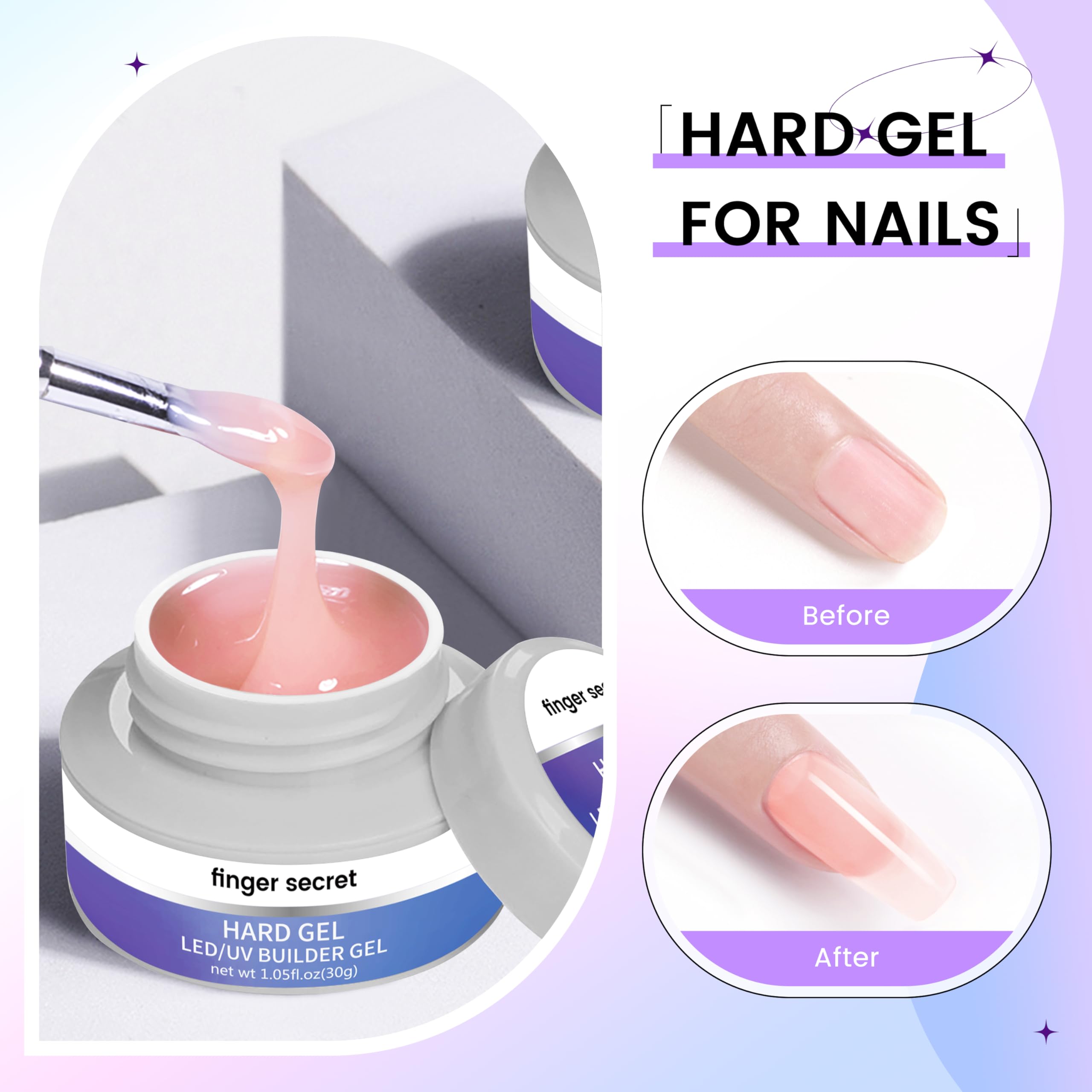 Hard Gel Builder Gel for Nails Durable Strong Long-lasting Nude 3D Sculpting Nail Extension Nail Builder Kit 1.05oz (nude, 1fl.oz)