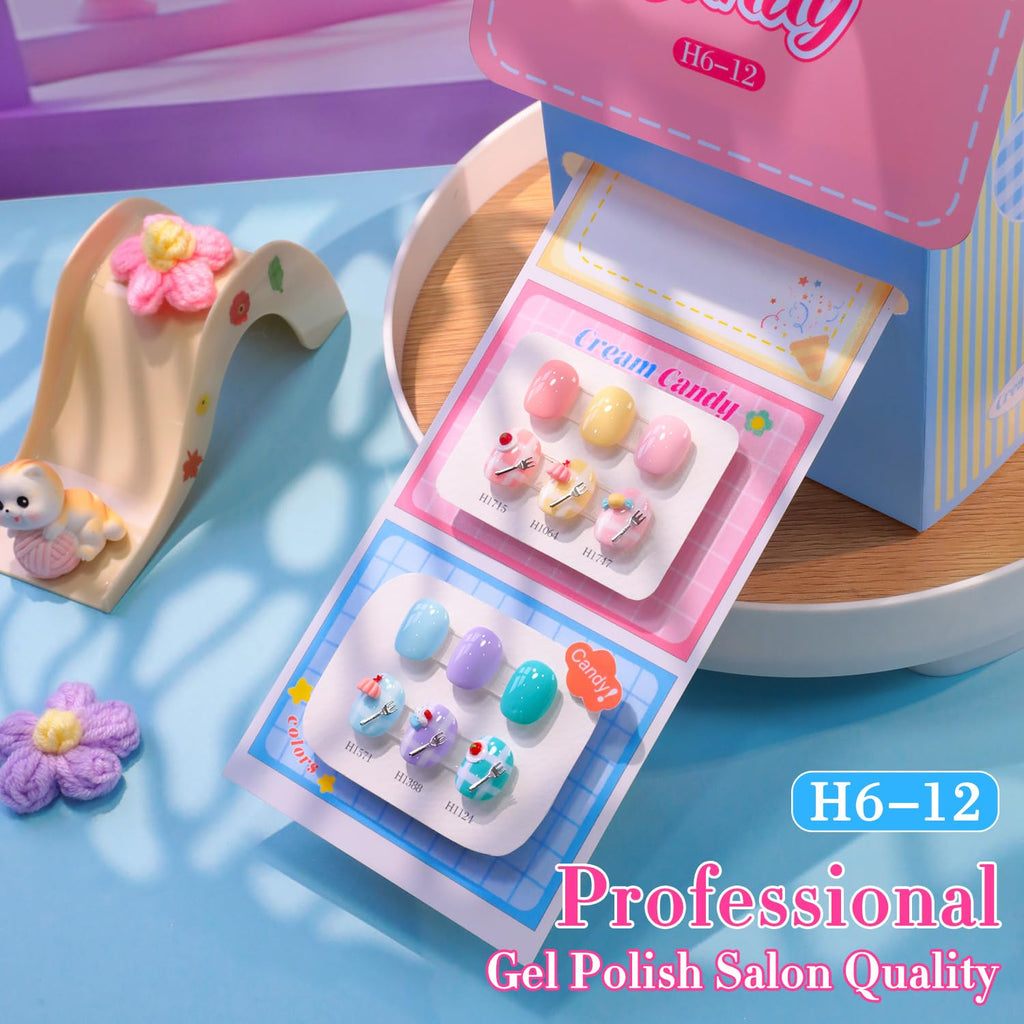 Double Rhythm 6 Pcs Hema Free Gel Polish Set 0.50 OZ Same Color Same Bottle Soak Off Neutral Natural Milky Gel Polish Kit Nail Art Manicure Salon DIY at Home (Pink Blue Green Teal-H6-12)
