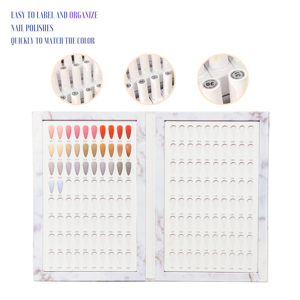 Acycoin2A 160 Nail Color Display Book Chart with 240 Nail Tips UV Gel Polish Color Card Board (A)