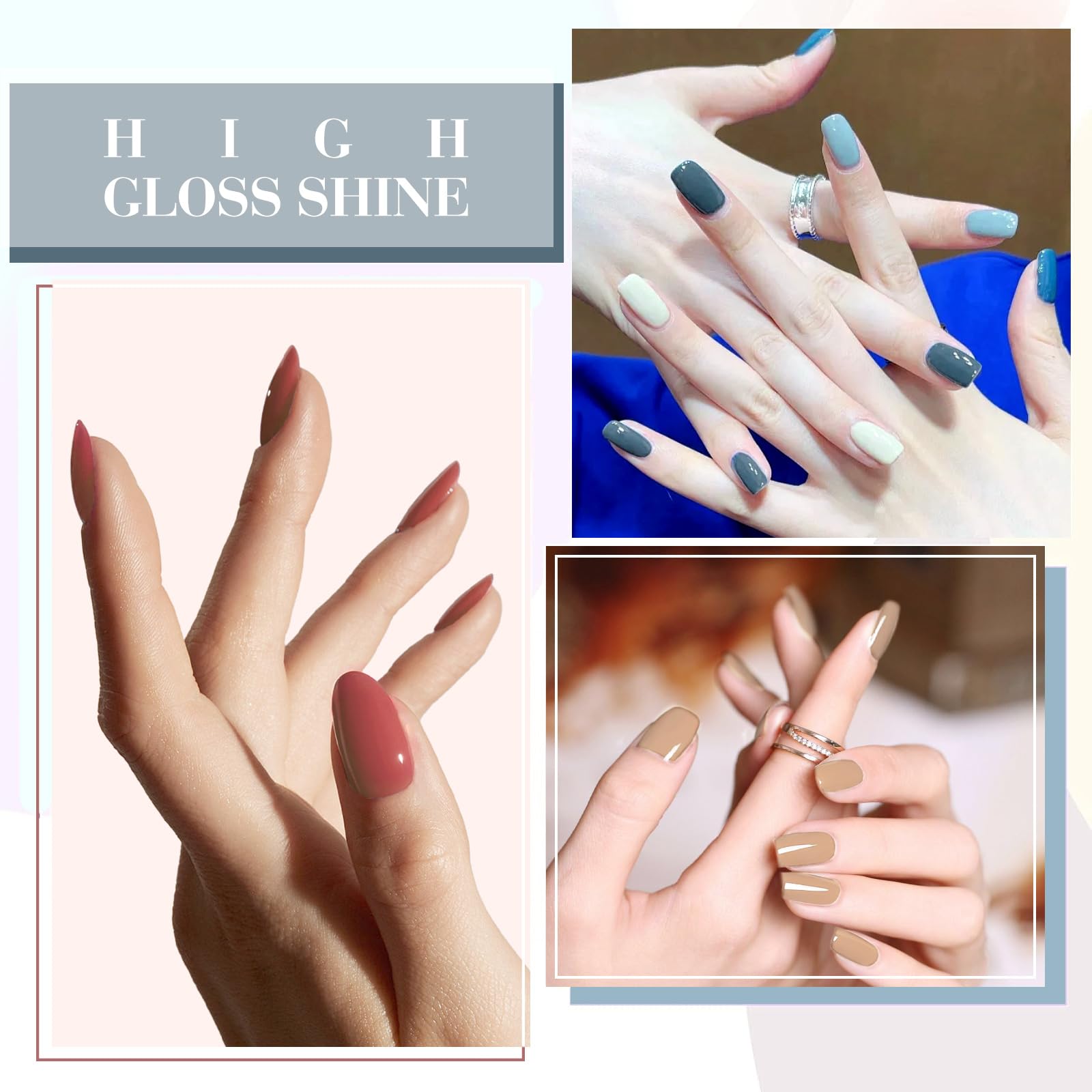CANNI 6 Colors 9 ML Hema-Free Brown Gel Nail Polish Set, Fall Light Brown Nude Blue Gel Polish Kit, Soak Off LED Nail Gel Manicure Kit DIY at Home Salon Gifts