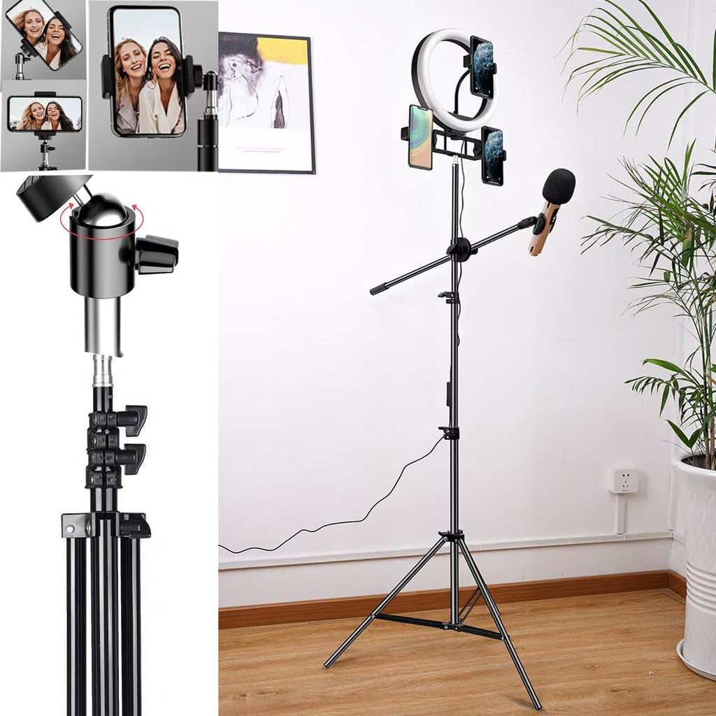 63‘’ Tripod Stand Holder Lightweight Tripod with 360° Ball Head Remote 1/4" Thread，Extendable Cell Phone and Camera All Metal Tripod Desktop Stand Compact for Video Recording