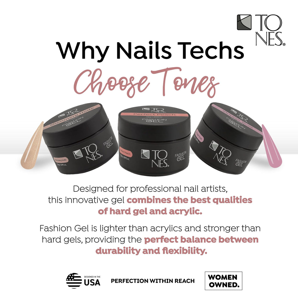 TONES Fashion Gel - Premium, Long-Lasting LED or UV Poly Nail Gel - 7-Free - Quick-Curing Nail Art and Nail Design Overlay or Nail Sculpting - (1.89 Oz, Cover Almond)