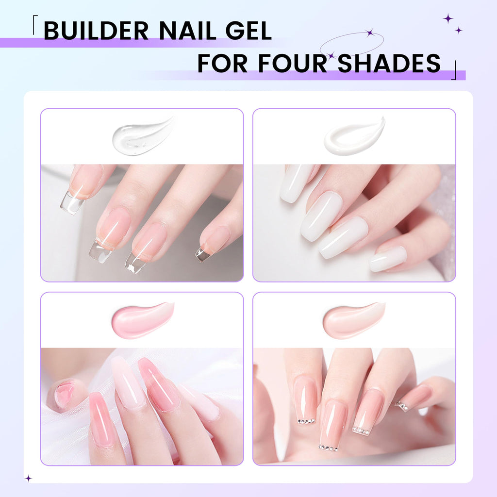 Hard Gel Builder Gel for Nails Long-lasting Hand White 3D Sculpting Nail Extension Nail Builder Kit 1oz (white, 1fl.oz)
