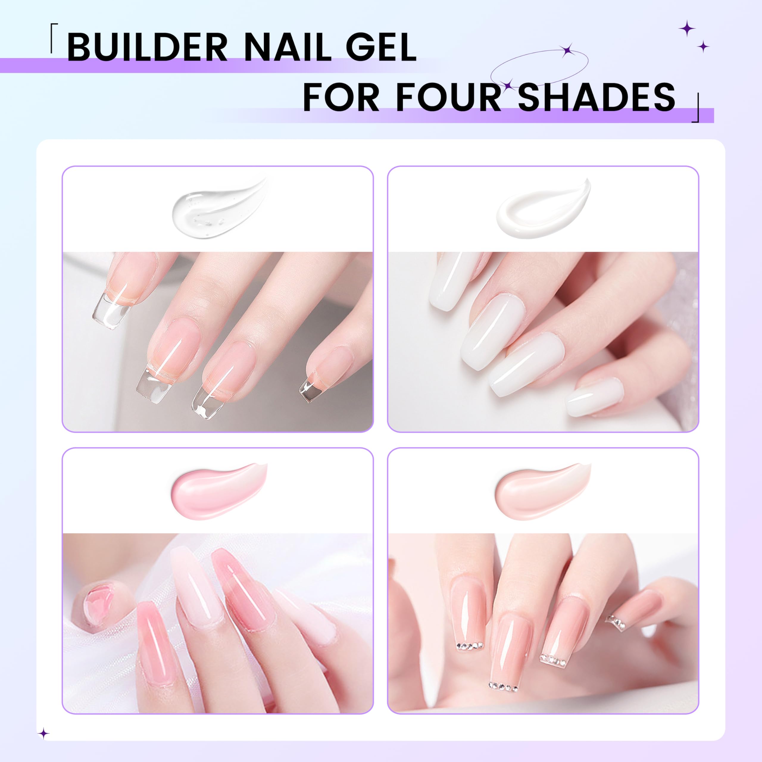 Hard Gel Builder Gel for Nails Long-lasting Hand White 3D Sculpting Nail Extension Nail Builder Kit 1oz (white, 1fl.oz)