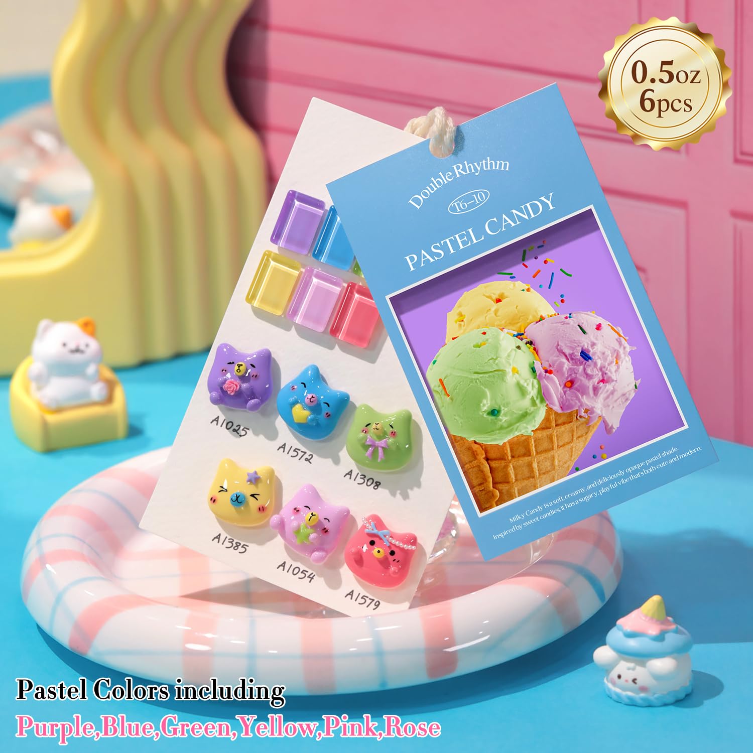 Double Rhythm 6 Pcs 15 ML Gel Polish Set Same Color Same Bottle Soak Off Gel Polish Kit Nail Art Manicure Salon DIY at Home for Women (Purple Blue Green Yellow Pink Peach-T6-10)