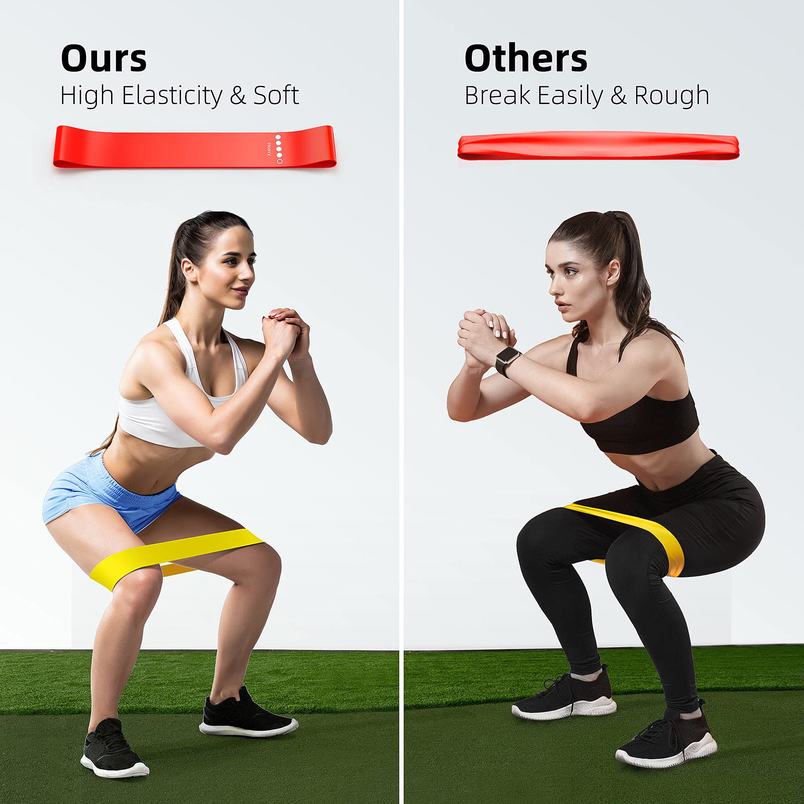 Resistance Bands for Working Out, 5-Pack Elastic Exercise Bands for Strength Training, Stretching, Workout; Home Gym Equipment for Women Men, Pilates Yoga Physical Therapy, Leg Glute Arm Exercise Kit